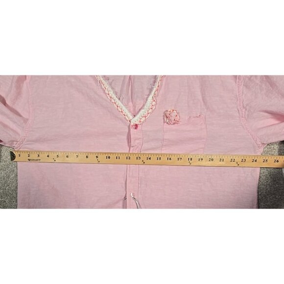 OOAK Magnolia Boho Tunic Upcycle Shacket Cover Up Cotton Linen Blend Pink Sz XL - Picture 6 of 16